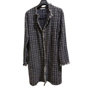 ZARA Chic Black and White Knit Plaid Coat